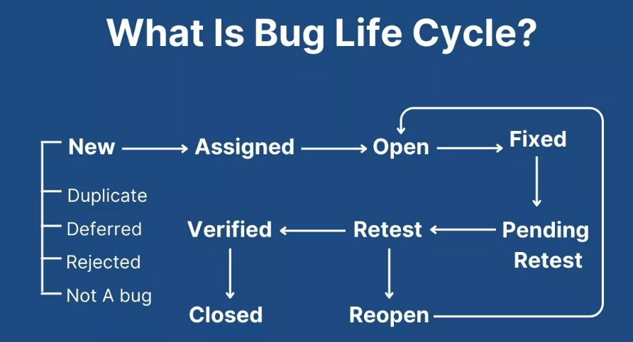 Explain the different bug status available in the defect life cycle?