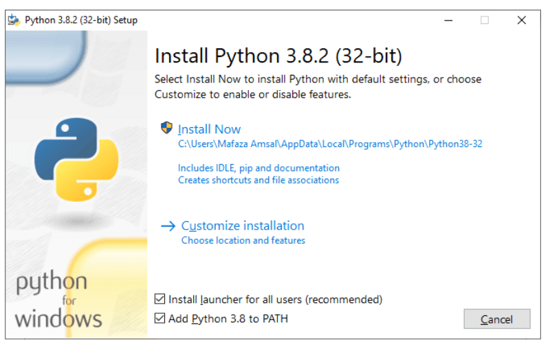 Installation of Python with PyCharm on Windows