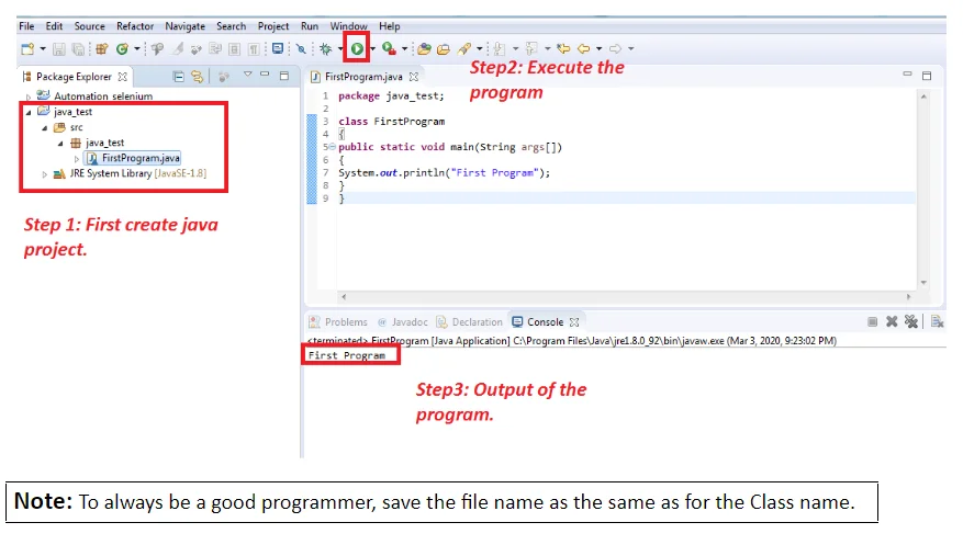 Write your First Basic Java Program Write your First Basic Java Program