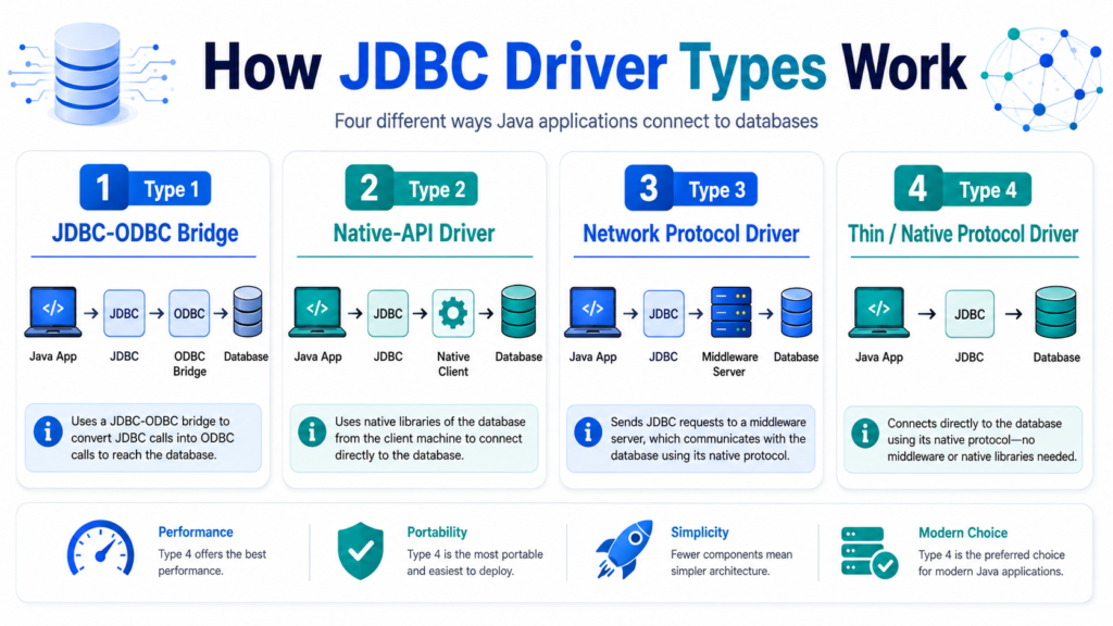 JDBC Driver Types in Java: A Practical Guide JDBC Driver Types in Java: A Practical Guide
