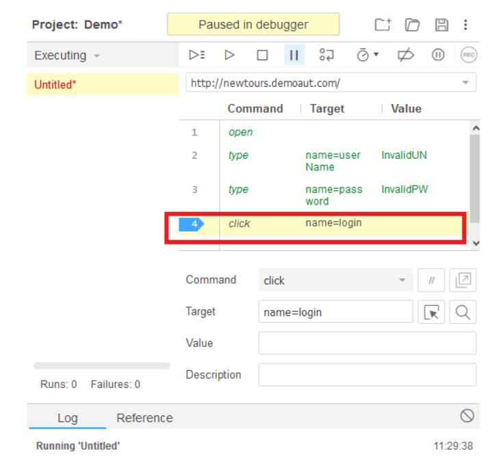 Breakpoints and Startpoints in Selenium IDE