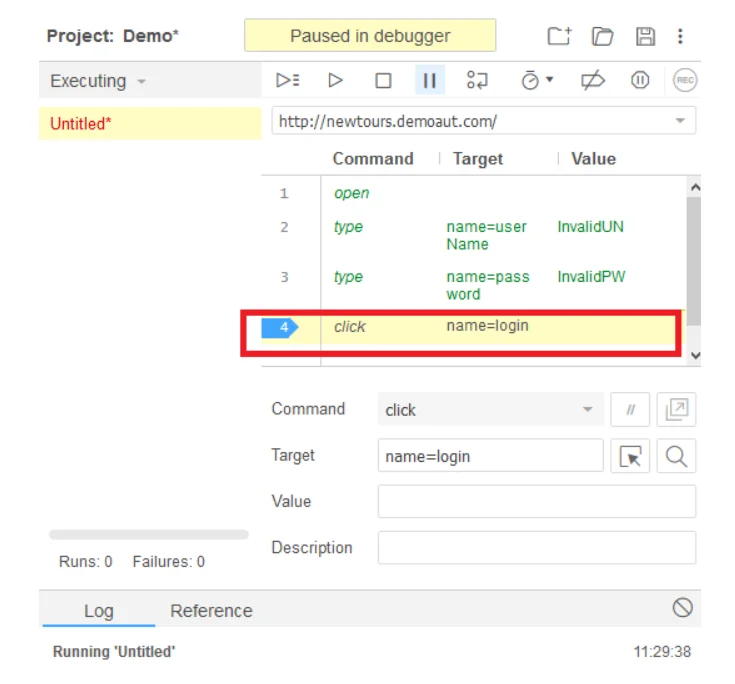 Breakpoints and Startpoints in Selenium IDE