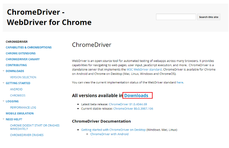 Running Selenium Test on Chrome Browser