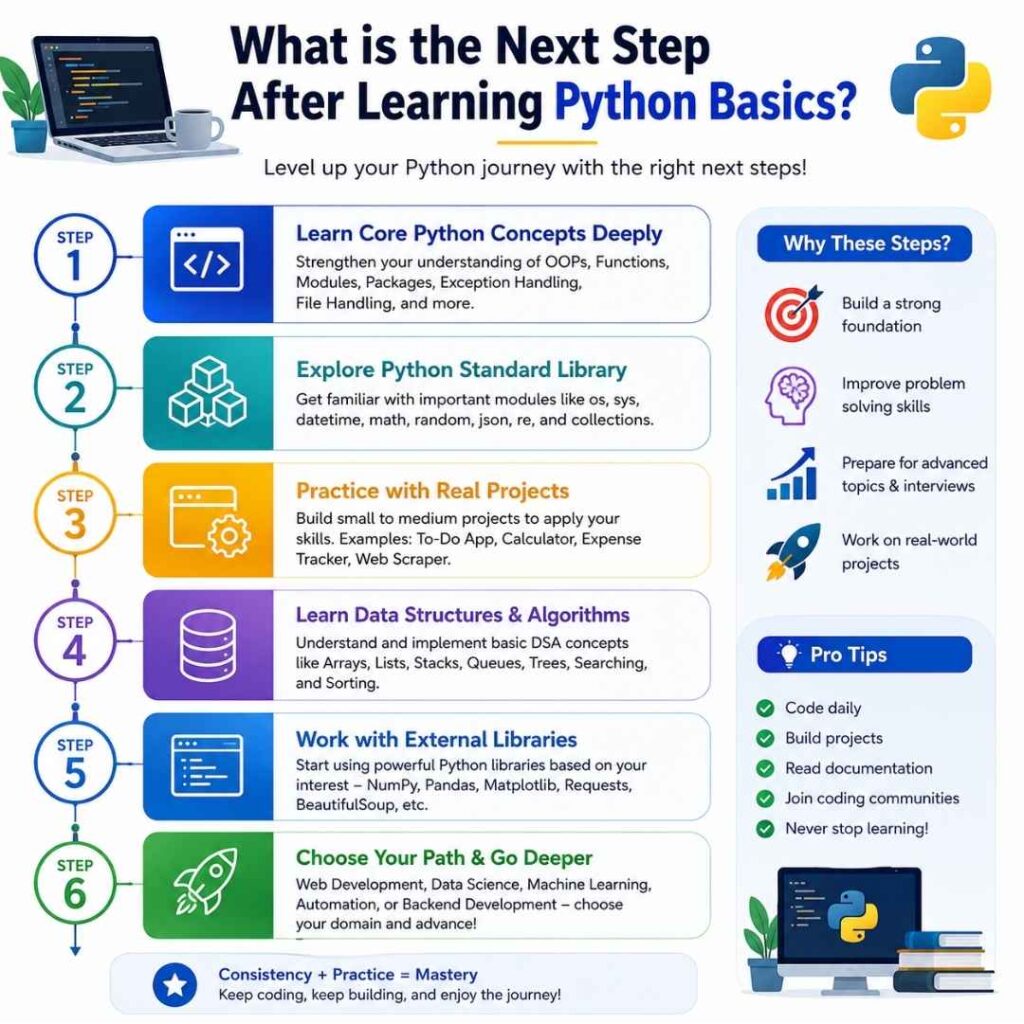 What is the next step after learning python basics? learning Python basics