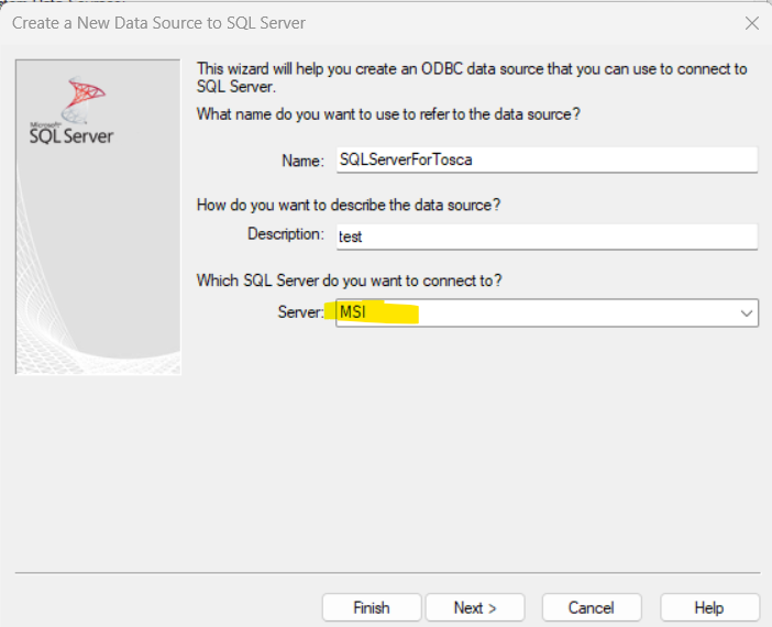 How to Create a DSN Using ODBC Driver for SQL Server in TOSCA