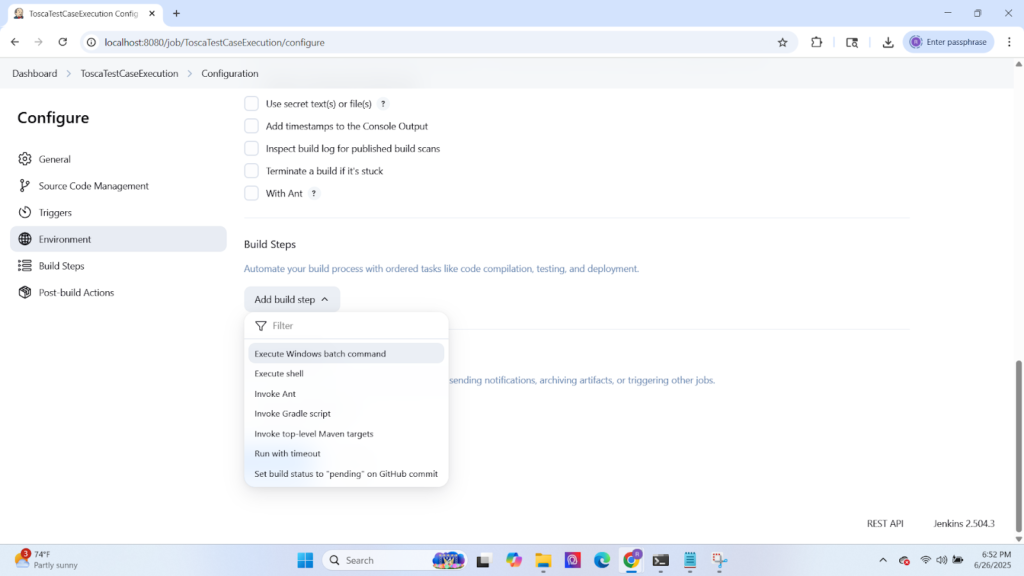 TOSCA Test Case Execution via Command Line, APIs, and Jenkins