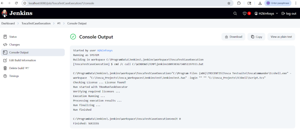 TOSCA Test Case Execution via Command Line, APIs, and Jenkins