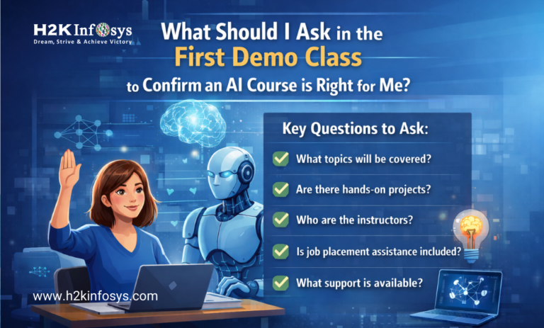 What should I ask in the first demo class to confirm the AI course is right for me?