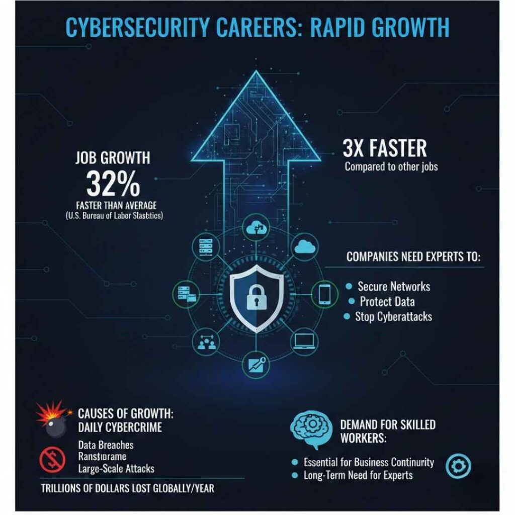 What is the job growth outlook for cybersecurity professionals in the USA? cybersecurity