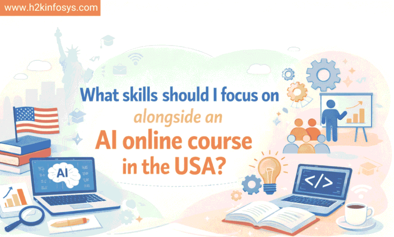 What skills should I focus on alongside an AI online course in the USA?