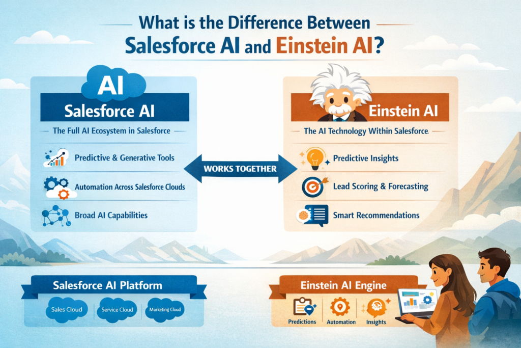 What is the difference between Salesforce AI and Einstein AI?
