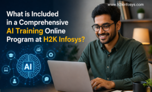 What is included in a comprehensive AI training online program at H2K Infosys?