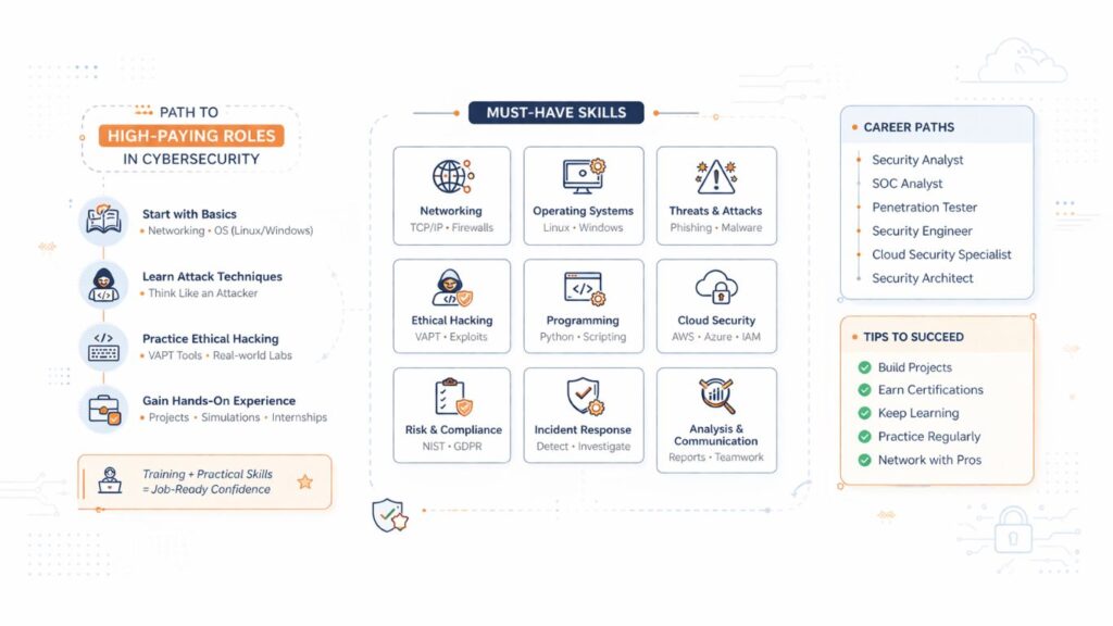 What top skills are needed to land high-paying roles in cybersecurity?