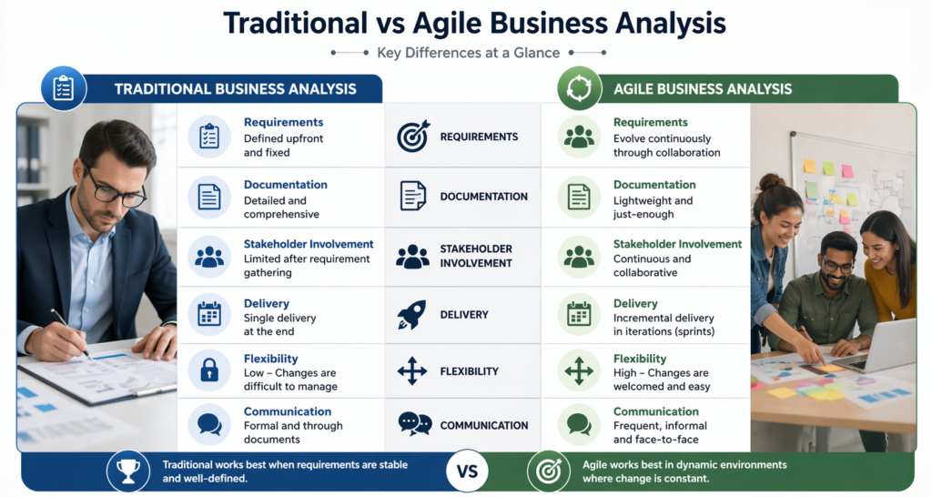 Differences Between Traditional and Agile Business Analysis