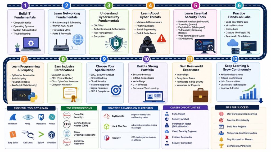 What is the best learning path for a cybersecurity career?