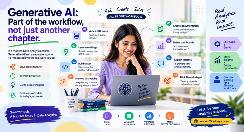 How practical is the Data Analytics with Gen AI Online Course? Generative AI Part of the workflow